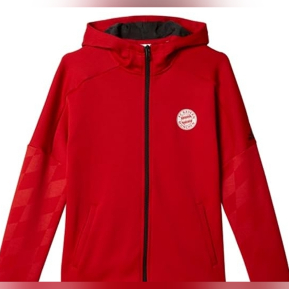 Adidas FC BAYERN MUNCHIN  Red Full-Zip Hoodie- Youth XL